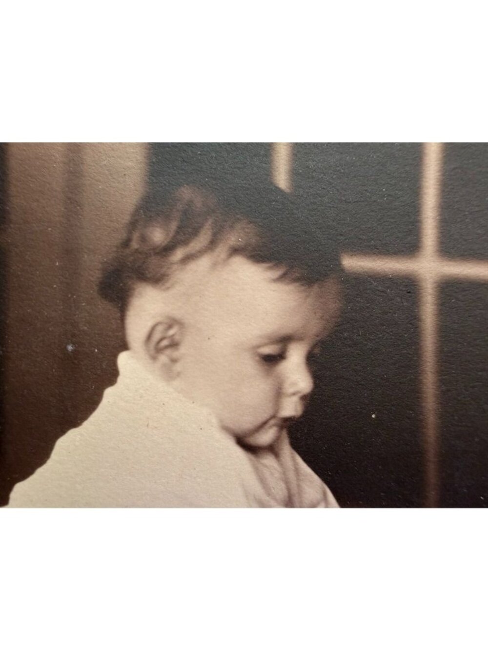 Vtg 20th Century Portrait Baby Boy Reading Book Bert Jr  Plainview TX Sepia 5x7
